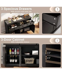 Gouun 3-Drawer Sideboard Buffet with Adjustable Shelves