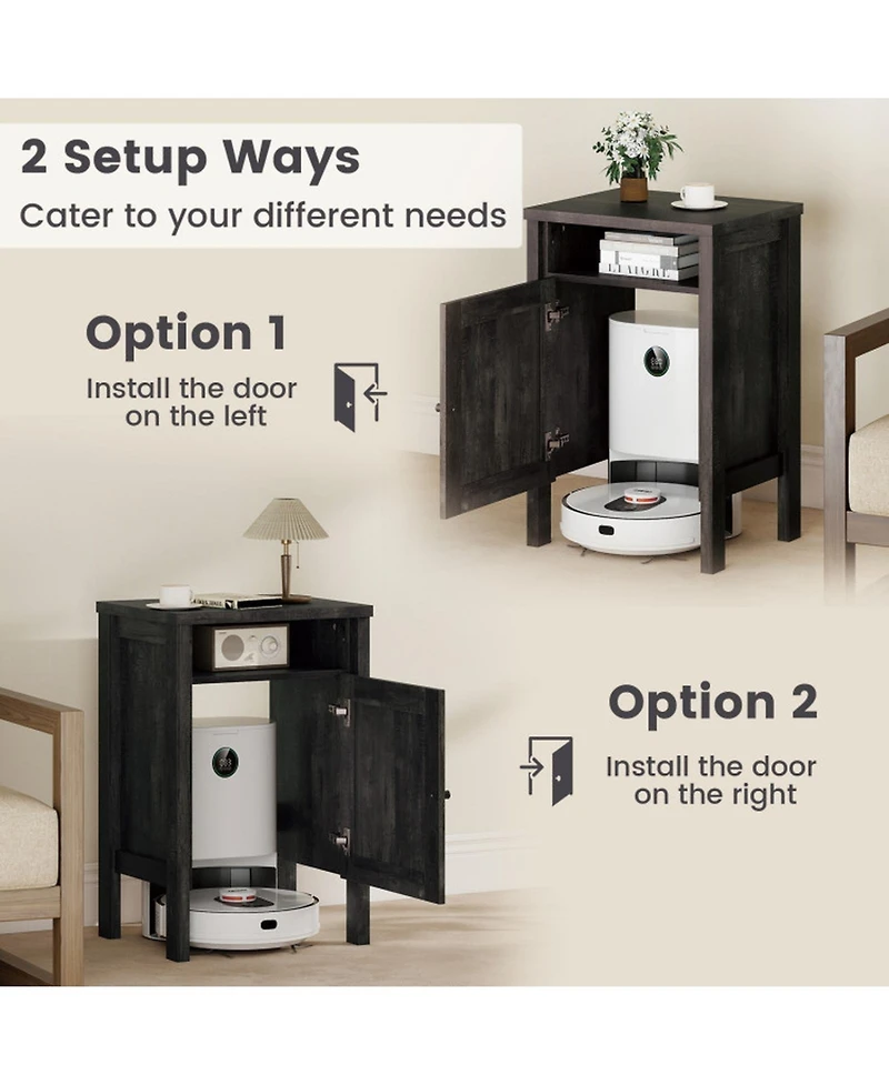 Gouun Robot Vacuum Storage Cabinet with Reversible Door