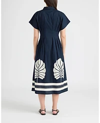 Ellen Tracy Women's Button Front Pleated Shirt Dress