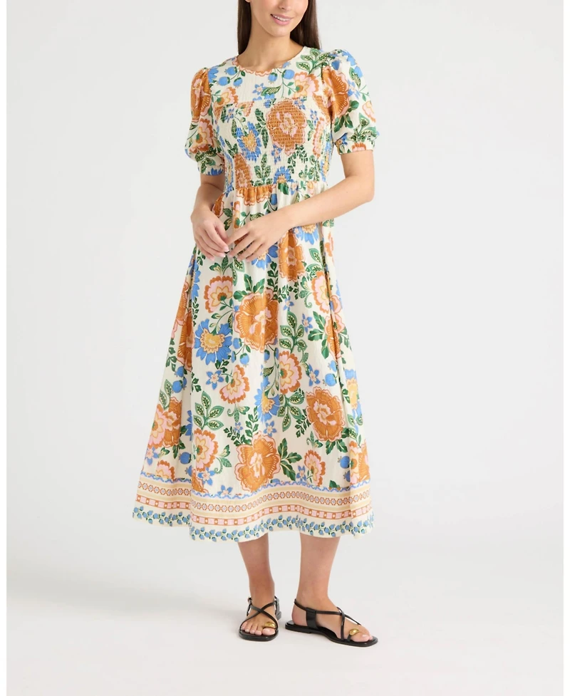 Ellen Tracy Women's Puff-Sleeve Midi Dress