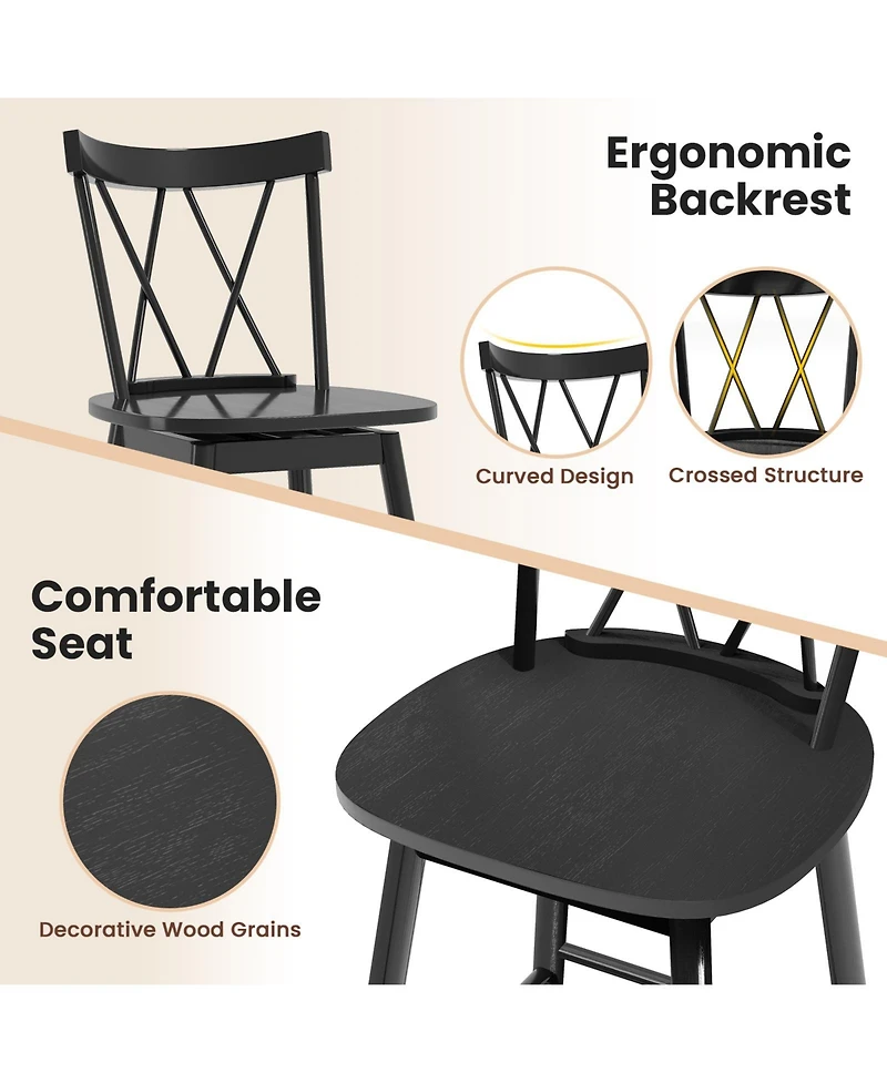 Sugift Windsor Bar Stools Set of Two with Ergonomic Backrest