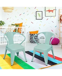 Sugift Set of Two Stackable Steel Armchairs for Kids