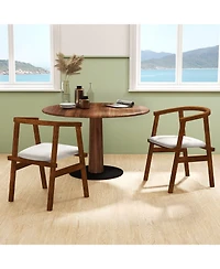 Sugift Solid Wood Dining Chairs Set of Two with Wrap Armrests