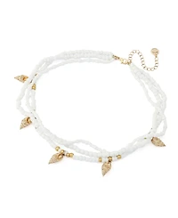 Steve Madden White Vintage Luxe Shell Beaded Layered Necklace