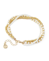 Steve Madden White Vintage Luxe Shell Beaded Layered Anklet