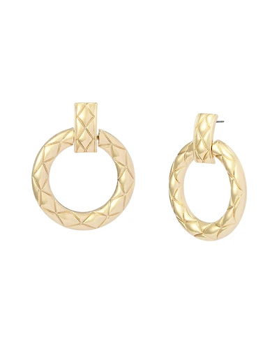 Steve Madden Gold Textured Doorknocker Earrings