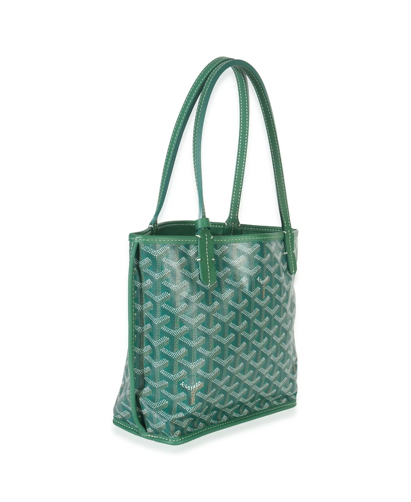Pre-Owned Goyard Green Goyardine Canvas Reversible Mini Anjou