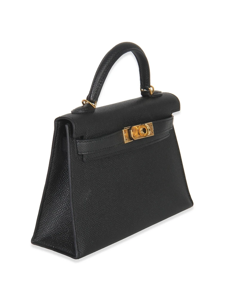 Pre-Owned HERMES Black Epsom Sellier Mini Kelly Ii 20 Ghw