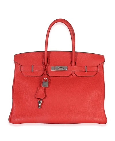 Pre-Owned HERMES Rouge Casaque Togo Birkin 35 Phw