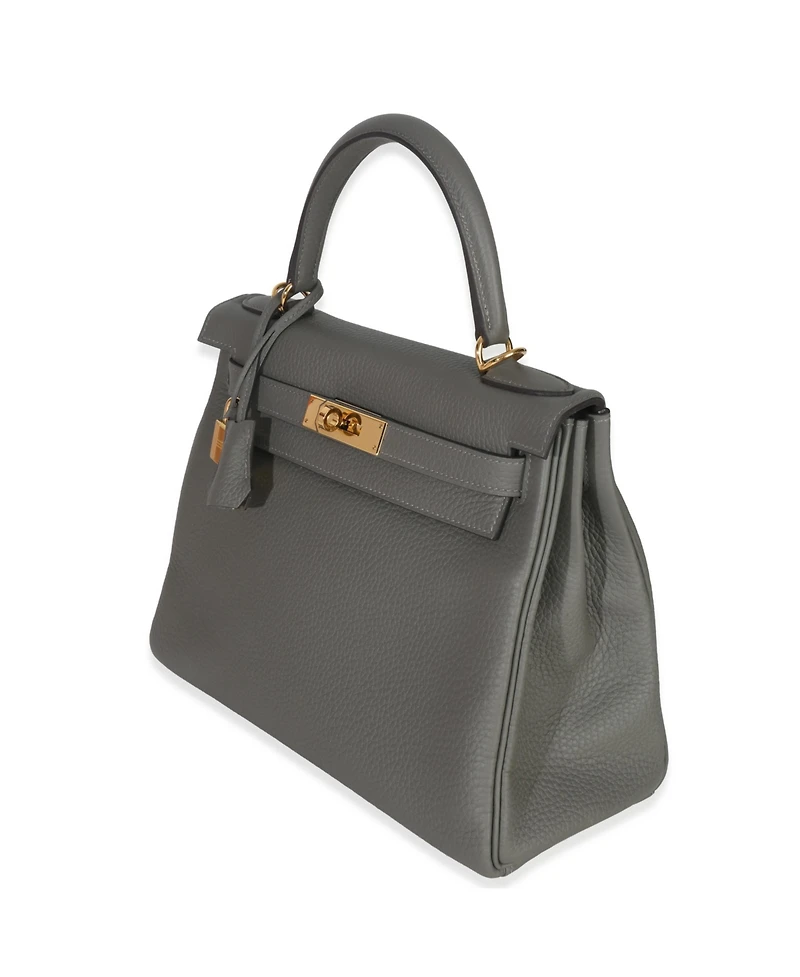 Pre-Owned HERMES Gris Meyer Clemence Kelly 28 Ghw