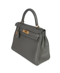 Pre-Owned HERMES Gris Meyer Clemence Kelly 28 Ghw