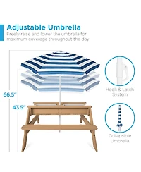 Best Choice Products Kids 3-in-1 Outdoor Convertible Activity Sand and Water Picnic Table with Umbrella