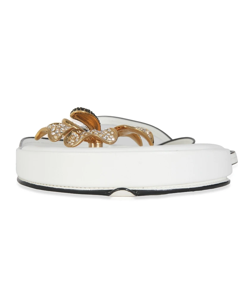 Pre-Owned Loewe White Calfskin Heel Metal Flower Crossbody