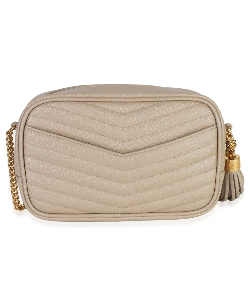 Pre-Owned Saint Laurent Beige Grain De Poudre Matelasse Mini Lou Camera Bag