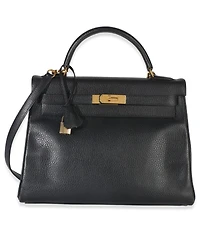 Pre-Owned HERMES Vintage Black Ardennes Kelly 32 Ghw