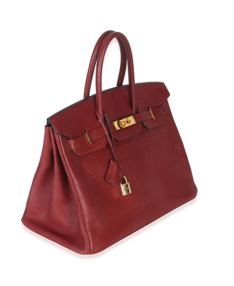 Pre-Owned HERMES Rouge Grenat Chevre de Coromandel Birkin 35 Phw