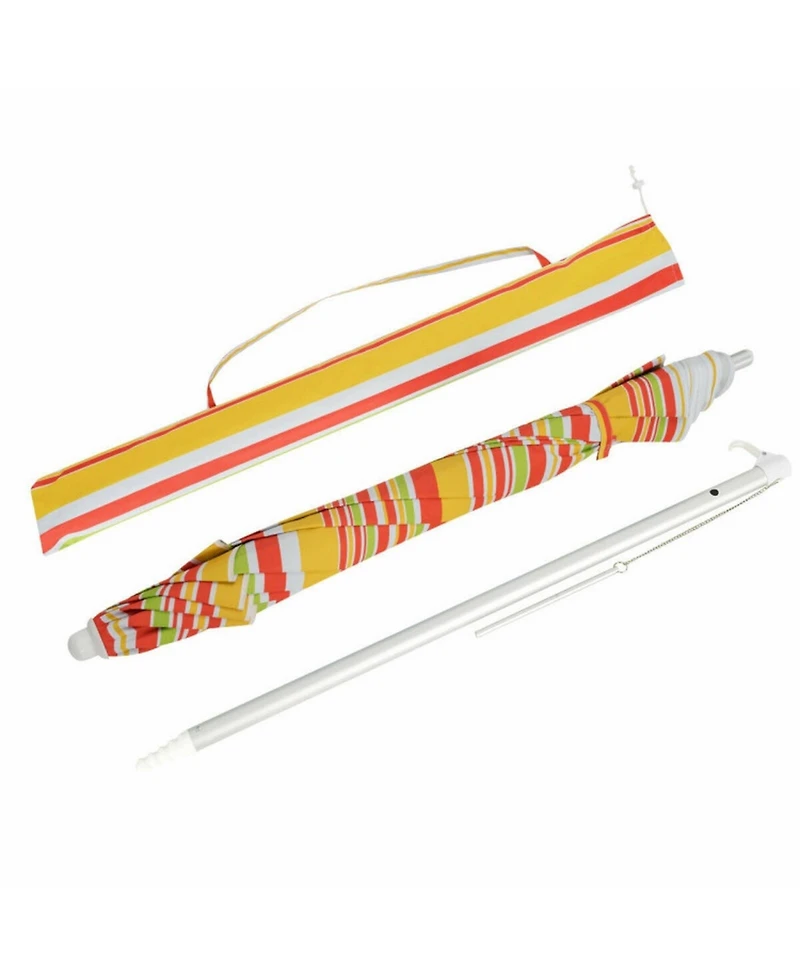 Gouun 6.5 ft Portable Beach Umbrella with Upf 50+ Sun Protection Sand Anchor and Carry Bag