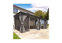Aecojoy 20'x12' Wall Gazebo with Curtains and Mosquito Netting