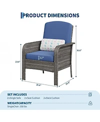 gaomon 2-Piece All-Weather Pe Wicker Patio Set with High Back Chairs and Cushions
