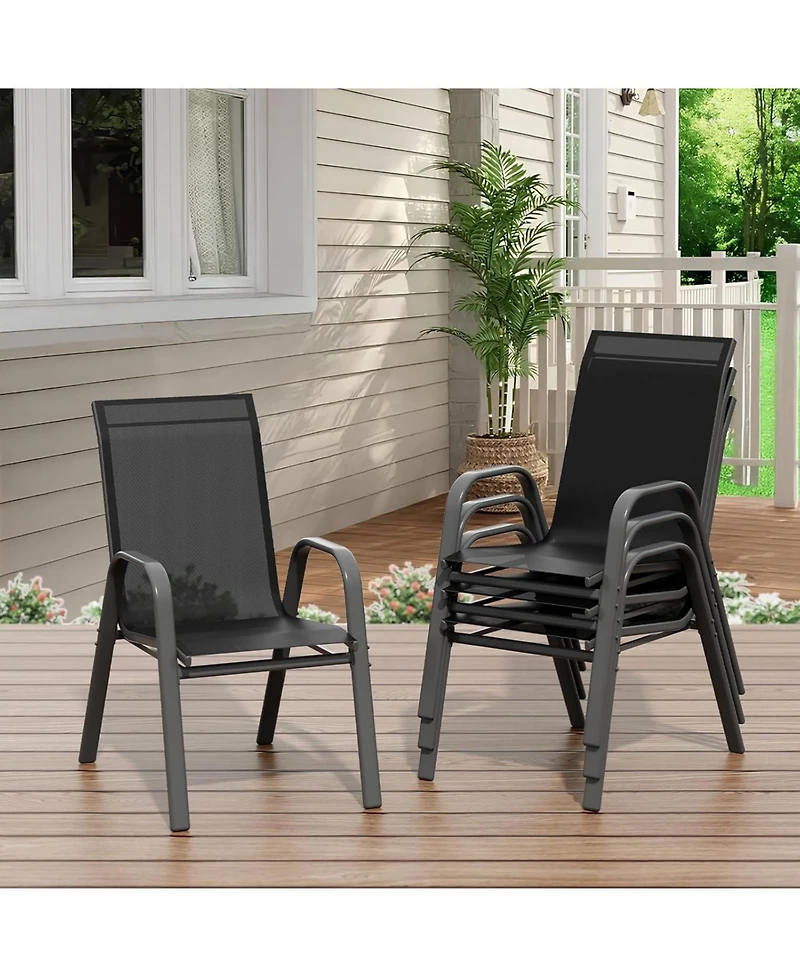 gaomon Set of 4 Textilene Stackable Outdoor Dining Chairs