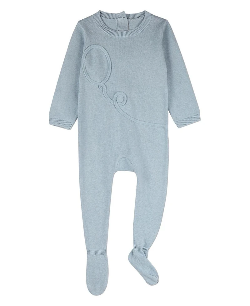 MeMoi Baby Boys 100% Cotton Mini-Ribbed Footie with Tonal Knit Balloon Accent