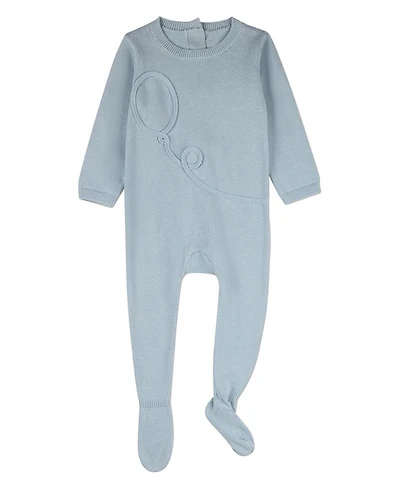 MeMoi Baby Boys 100% Cotton Mini-Ribbed Footie with Tonal Knit Balloon Accent