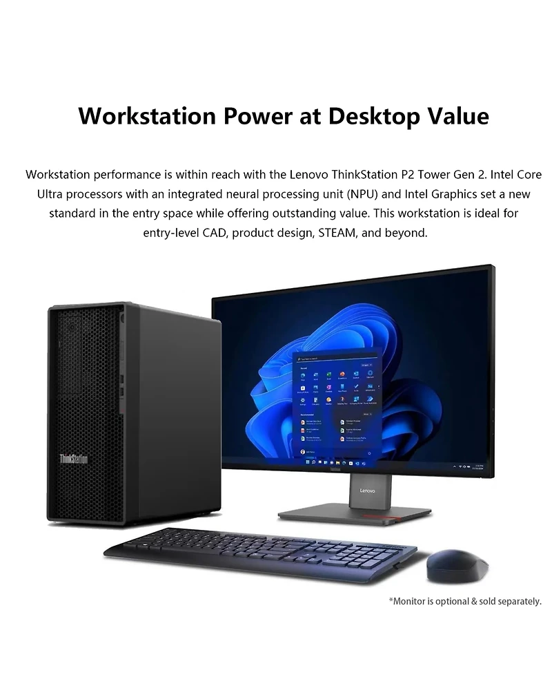 Lenovo ThinkStation P2 Workstation Desktop Intel Core Ultra 5 32GB Ram Intel Graphics 1TB Ssd Storage Windows 11 Pro