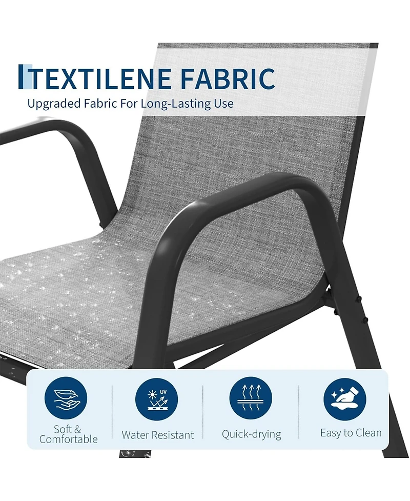 gaomon Patio Chairs Set of 6, Outdoor Stackable Dining Chairs with Textilene Fabric, All-Weather Deck Stacking Chairs with High Back for Backyard