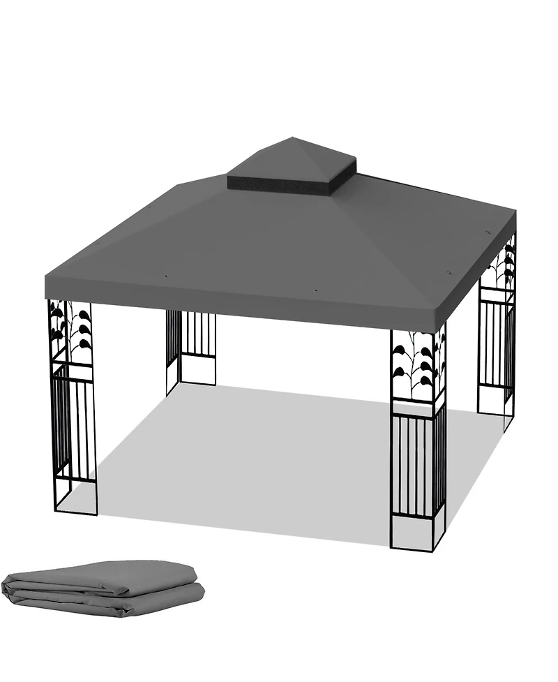 Clihome Outdoor Patio Gazebo Replacement Canopy, Double Tiered Tent Roof Top Cover Only