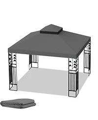 Clihome Outdoor Patio Gazebo Replacement Canopy, Double Tiered Tent Roof Top Cover Only