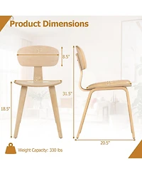 Gymax Modern Dining Chair Set of w/Wide Seat and Curved Backrest Adjustable Foot Pads