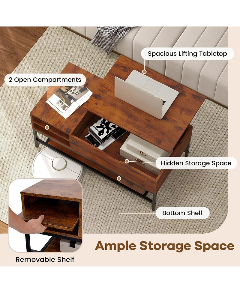 Slickblue Lift Top Coffee Table with Hidden Storage