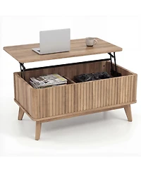 Slickblue Wooden Coffee Table Fluted Lift Top Design