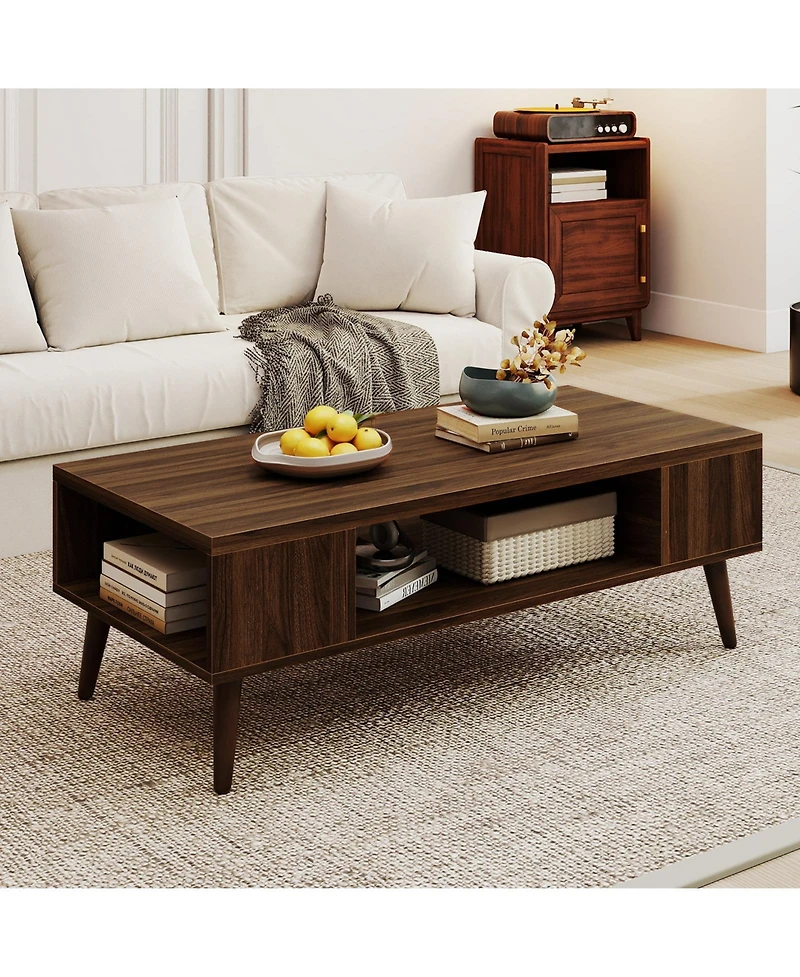 Slickblue Mid Century Coffee Table with Open Compartment