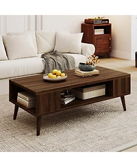 Slickblue Mid Century Coffee Table with Open Compartment