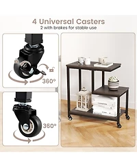 Slickblue 3 Tier G Shaped Side Table Mobile End with Storage