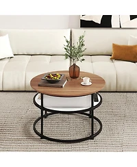 Slickblue Coffee Table Round Lift Top with Hidden Storage and Side Shelves