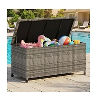 gaomon 125 Gallon Large Waterproof Pe Rattan Deck Box with Wheels