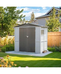 Clihome 4x6FT Iron-Wood Tool Shed Waterproof Outdoor Storage Shed