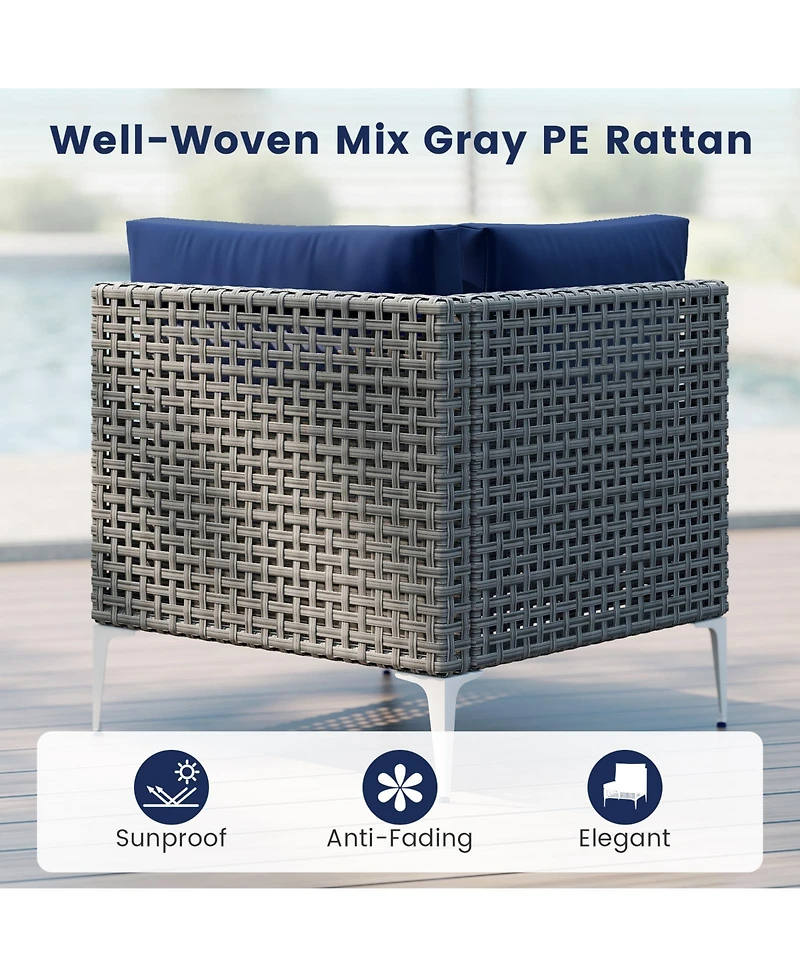 Gymax Set Of 5 Outdoor Furniture Set With Seat and Back Cushions Tempered Glass Coffee Table