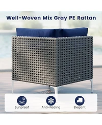 Gymax Set Of 5 Outdoor Furniture Set With Seat and Back Cushions Tempered Glass Coffee Table