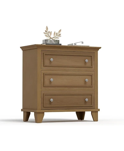 gaomon 3 Drawer Dresser, Wooden Storage Chest of Drawers with Exquisite Metal Handles