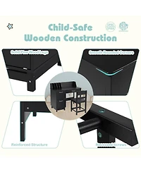 Sugift Wooden Kids Study Desk and Chair Student Workstation Set