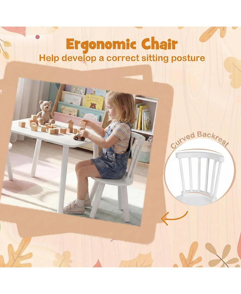 Sugift Kids Wooden Table and Chairs Set Three Piece Toddler Furniture