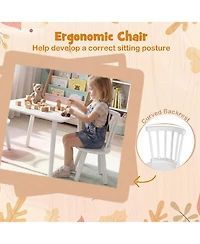 Sugift Kids Wooden Table and Chairs Set Three Piece Toddler Furniture