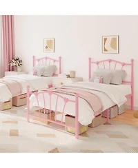 gaomon Heart-Shaped Metal Platform Bed Frame, Slat Support, Underbed Storage, No Box Spring
