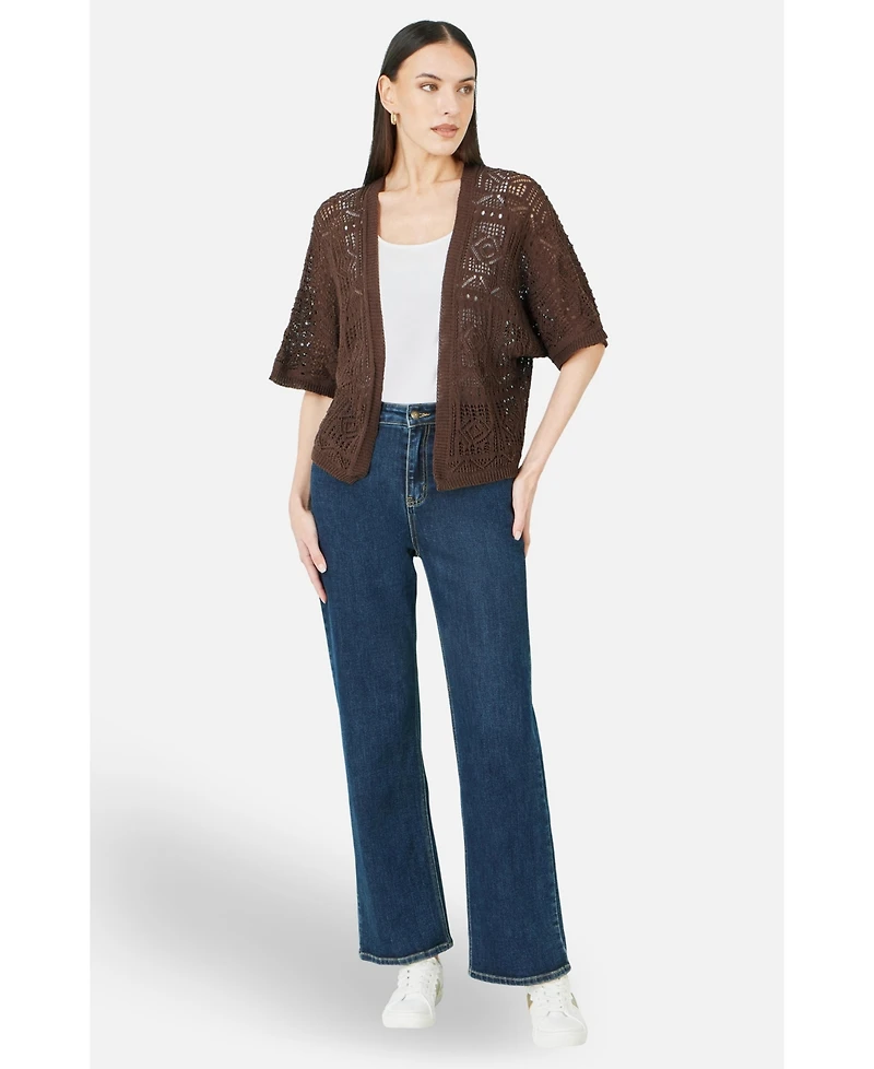 Yumi Women's Crochet Edge To Cardigan