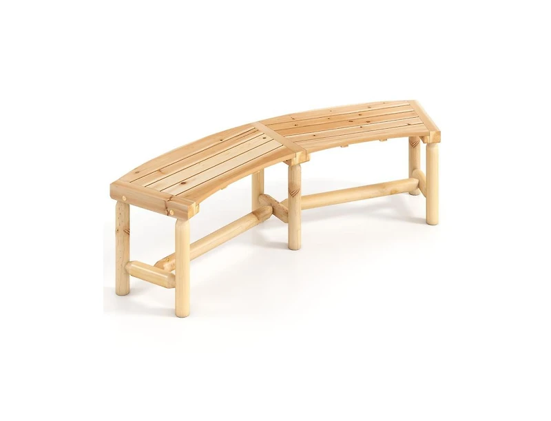 Slickblue Outdoor Curved Wood Bench Backless Fire Pit Seating