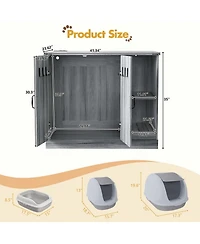 Aostirmotor Modern Cat Litter Box Cabinet with Power Outlet, Hidden Enclosure for Large Automatic Boxes, Catcher, Storage
