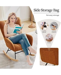 gaomon Comfy Rocking Chair for Nursery or Bedroom, Upholstered Glider with Side Pocket and Ergonomic Backrest